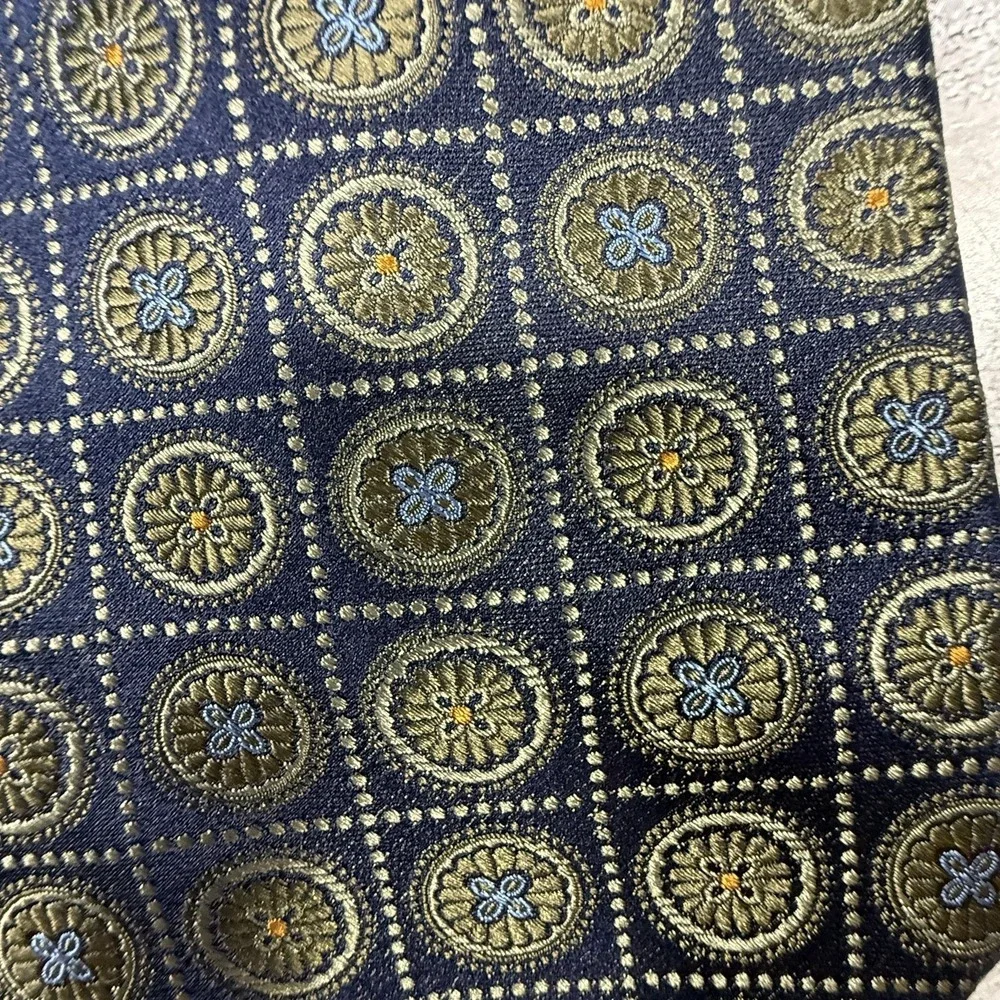 Bruno Piattelli Silk Tie Mens One Size Blue Geometric Made In USA‎ Necktie